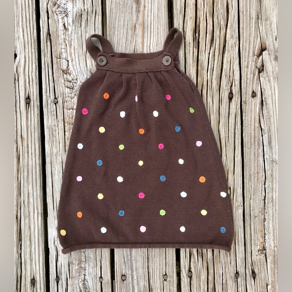 3T Girls GYMBOREE Polka Dot Tea Time Brown Sweater Button Tank Top Tunic Dress